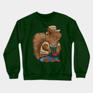 Squirrel collecting strawberries Crewneck Sweatshirt